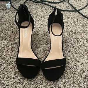 Black suede high heels